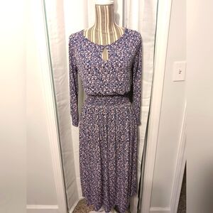 SJS Women's Size Petite Medium Blue/Pink Cinch Waist & Wrist Dress